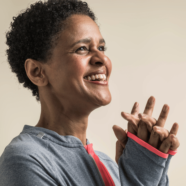 Older lady happy after relieving her dry eyes with clinitas eye drops