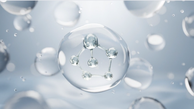 Video showing close up of sodium hyaluronate molecule spreading and hydrating